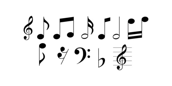 Music Notes Icons Set Black Notes Symbol White Background Stock — Stock Vector