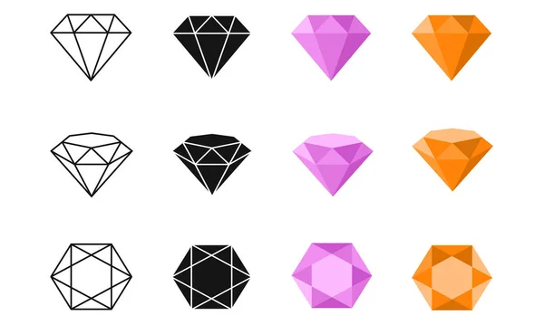 Vektor diamant Färgglada ikoner — Stock vektor