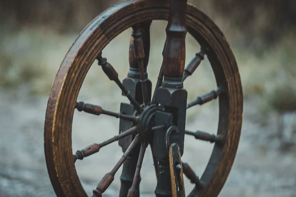 Gammal Vintage Antik Bonde Retro Spinnrock För Vävning Hantverk Tråd — Stockfoto