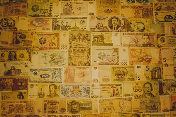 Raccolta Banconote Cartacee Diversi Paesi — Foto Stock