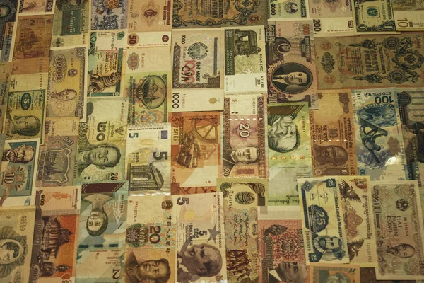 Verzameling Van Papieren Bankbiljetten Uit Verschillende Landen — Stockfoto