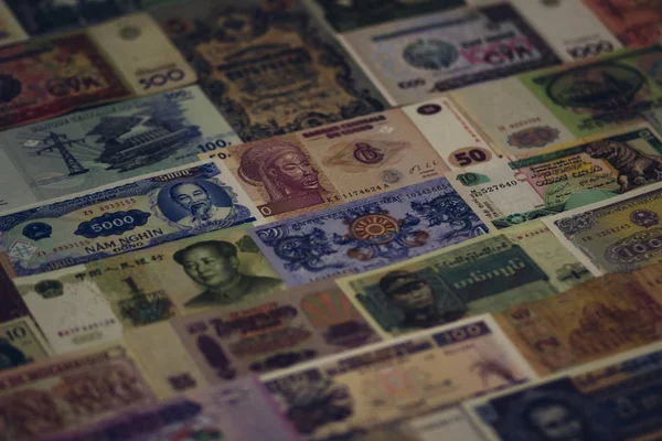 Recogida Billetes Papel Diferentes Países — Foto de Stock