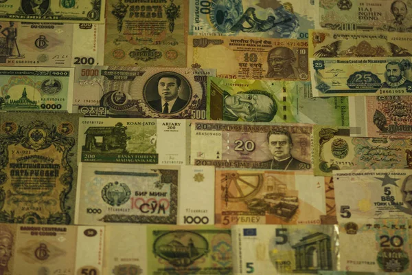 Recogida Billetes Papel Diferentes Países — Foto de Stock