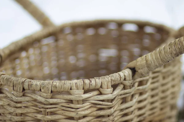 Rieten Wijnboer Kruidenierswinkel Vintage Retro Mand Voor Wilde Bessen Champignons — Stockfoto