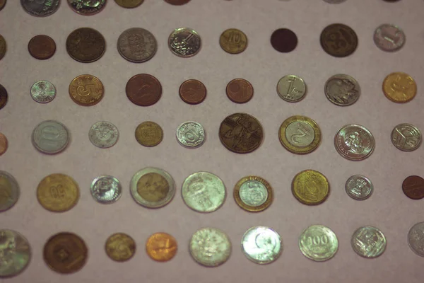 Metalowe Monety Pieniądze Różnych Krajów — Zdjęcie stockowe