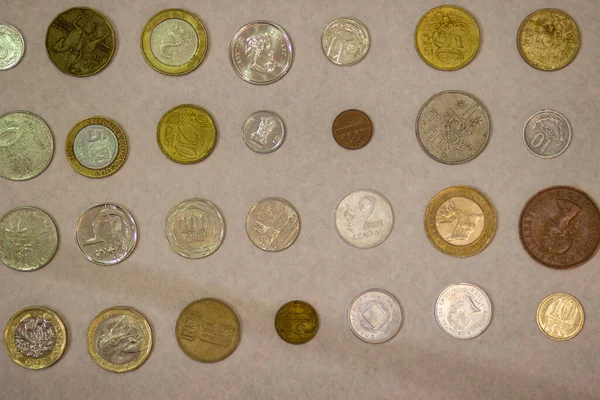 Металеві Монети Гроші Різних Країн — стокове фото