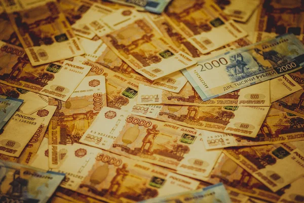 Rus Kağıt Banknotları Rusya Nın Parası — Stok fotoğraf