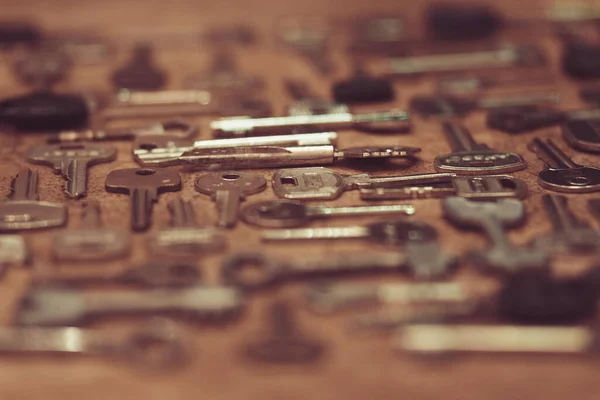 Een Set Van Verschillende Metalen Sleutels Van Geheime Sloten — Stockfoto