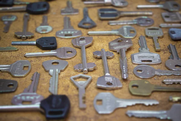 Een Set Van Verschillende Metalen Sleutels Van Geheime Sloten — Stockfoto