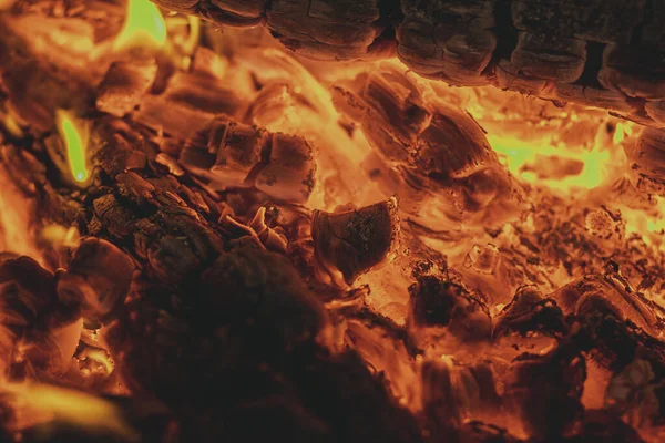Hot Fiery Hot Red Coals Home Hearth — Stock Photo, Image