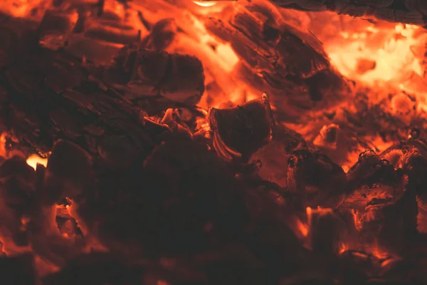 Hot Fiery Hot Red Coals Home Hearth — Stock Photo, Image
