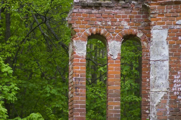 Paredes Tijolo Vermelho Castelo Antigo Arruinado Velho — Fotografia de Stock