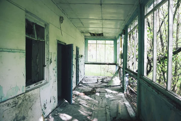 Abandoned Destroyed Tourist Recreation Center Mixed Forest — Stock Photo, Image