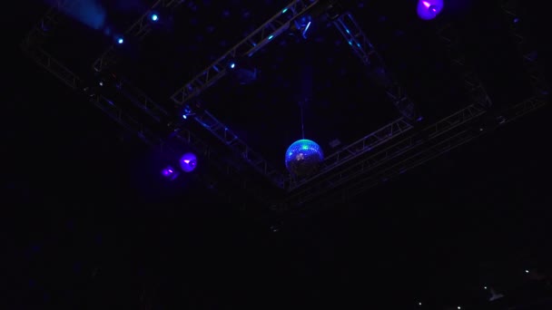 Espelho Azul Disco Ball Pista Dança — Vídeo de Stock