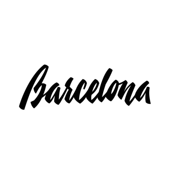 Handgeschreven Plaatsnaam Hand Belettering Kalligrafie Barcelona Handgemaakte Vector Belettering — Stockvector