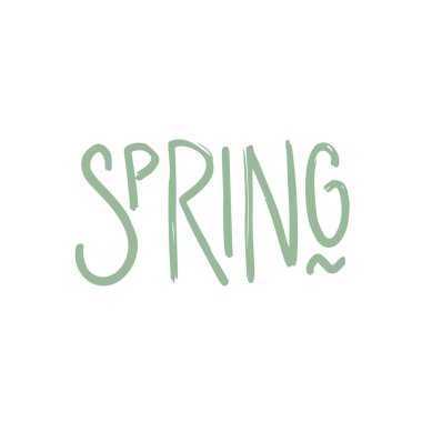 Bahar. El çizimi el yazısı. Mevsimlik bahar tatili için tatil kartı ve davetiye tasarımı