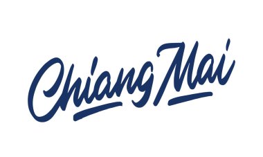 Tayland 'ın Chiangmai şehri. El yazısıyla yazılmış şehir ismi. Modern Kaligrafi El Yazısı Yazı, arka plan, logo, posterler, davetiyeler, kartlar vs. Tipografi vektörü.
