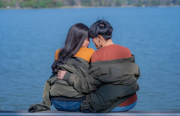 Atraente Jovem Ásia Mulheres Lgbt Lésbicas Casal Amor Ter Diversão — Fotografia de Stock