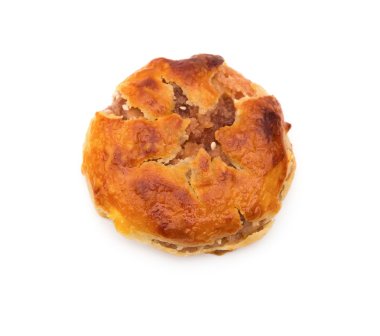 Üstten Görünüm tatlı mini chewy kek veya beyaz zemin üzerine çatıları kek