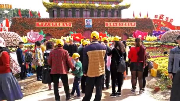 Zhongshan, guangdong china-dezember 3: viele besucher der blumenausstellung 4k am 3. dezember 2016 in zhongshan, china. — Stockvideo