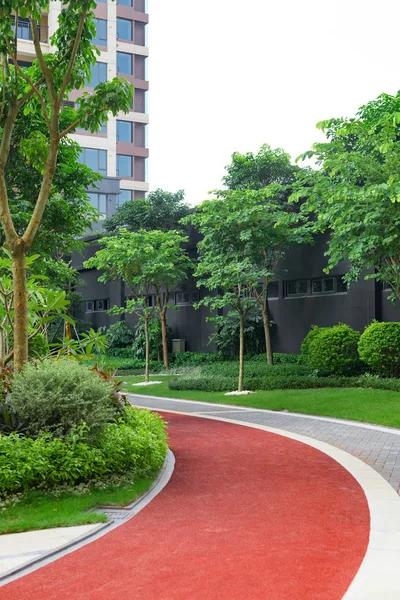 Camino de caucho curvado al aire libre en un jardín — Foto de Stock