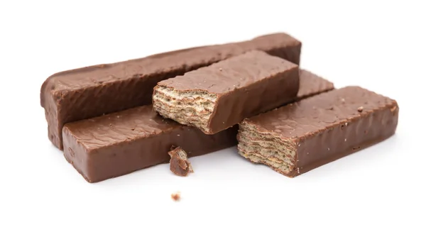 Chocolate wafer blocks on a white background — Stock Photo, Image