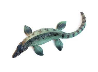Üstten Görünüm Mosasaurus oyuncak beyaz arka plan üzerinde