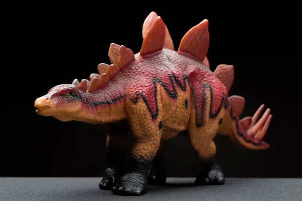 Brun stegosaurus leksak på en mörk bakgrund — Stockfoto