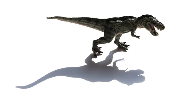 Tyrannosaurus toy with shadow on a white background — Stock Photo, Image