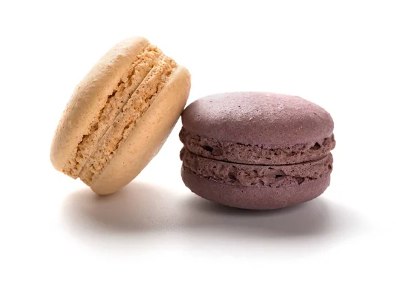 Studio shoot of two macaroons on a white background — Stock Photo, Image