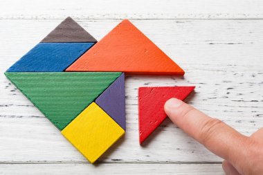 kalp şeklinde ahşap tangram son bit bitirme