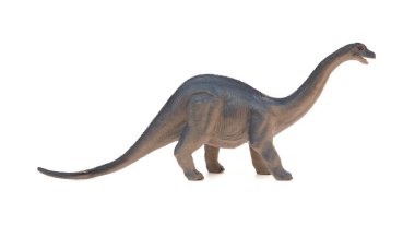 Beyaz bir arka plan üzerinde yan görünüm Diplodocus oyuncak