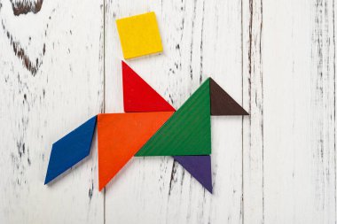 bir at şekil kişini ahşap tangram