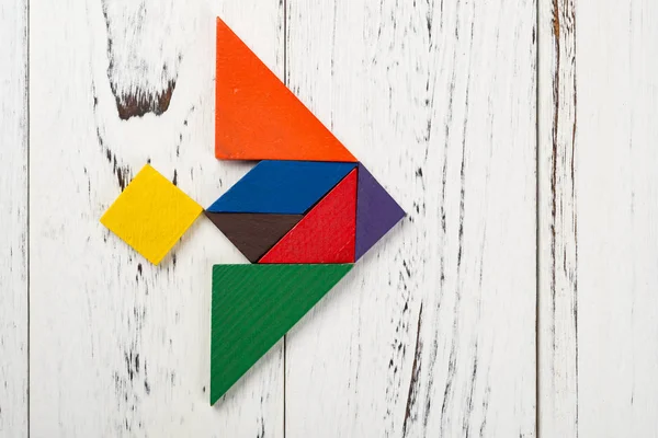 Dřevěný Tangram Obrazci Stíhačce — Stock fotografie