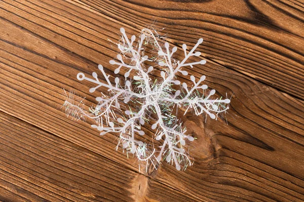Dummy White Snowflake Wood Background — Stock Photo, Image