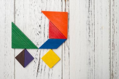 kopya alanı ile bir bebek arabası şeklinde ahşap tangram