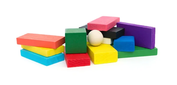 Different Color Shape Wooden Toy Blocks White Background — Stock Photo, Image