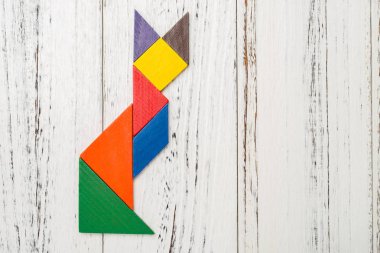 kopya alanı ile bir tilki gibi şeklinde ahşap tangram