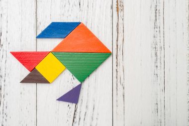 kopya alanı ile Yüzme balık şeklinde ahşap tangram