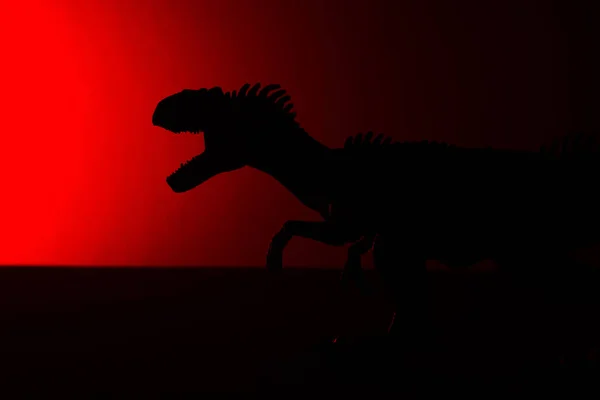 Allosaurus Sombra Com Luz Vermelha Escuro — Fotografia de Stock