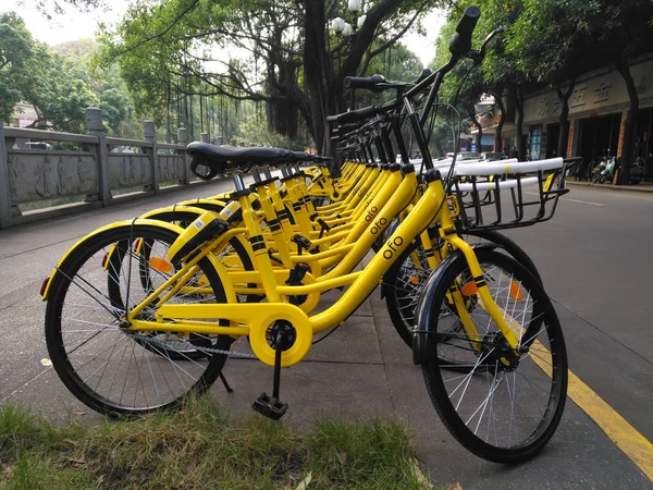 Zhongshan Guangdong China Noviembre 2017 Bicicletas Compartidas Lado Carretera Uso — Foto de Stock