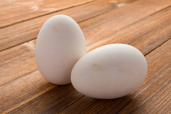Schone Goose Eieren Houten Achtergrond — Stockfoto