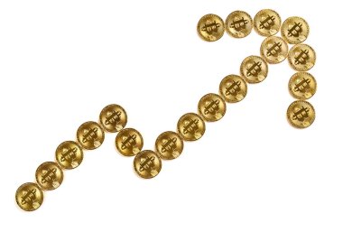 yukarı ok fiyat artışı Kripto para biriminin kırpma yolu kavramı ile bir tırmanma gibi şeklinde bitcoins