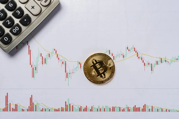 Bitcoin Caculator Свічник Charts Діаграма Фінансові Концепції — стокове фото