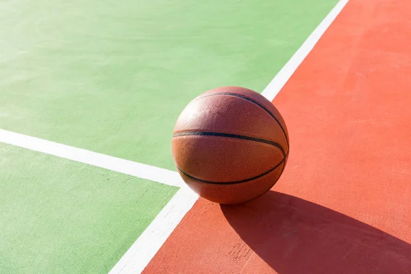 Basket Ball Sur Terrain Jeu Plein Air Jour Close — Photo