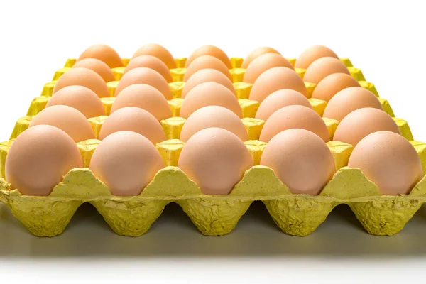 Huevos Frescos Paquete Papel Sobre Blanco — Foto de Stock