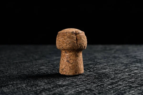 Studio Shoot Wooden Cork Champagne Bottle Dark Backrgound — Stock Photo, Image