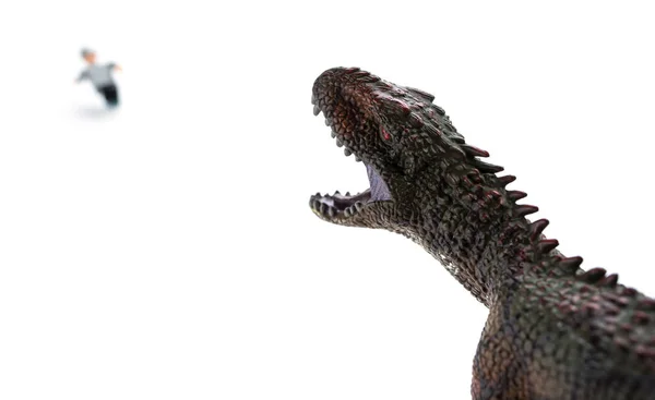 Carcharodontosaurus Jagar Rinnande Personer Vit — Stockfoto