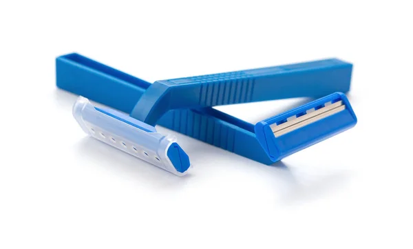 Blue Disposable Shavers White Background — Stock Photo, Image