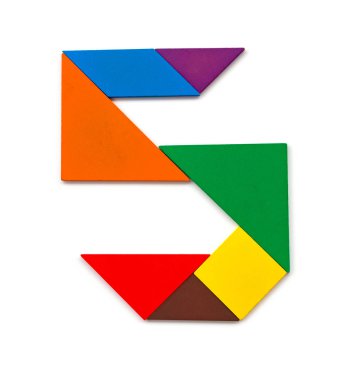 bir numara 5 beyaz'şeklinde ahşap tangram